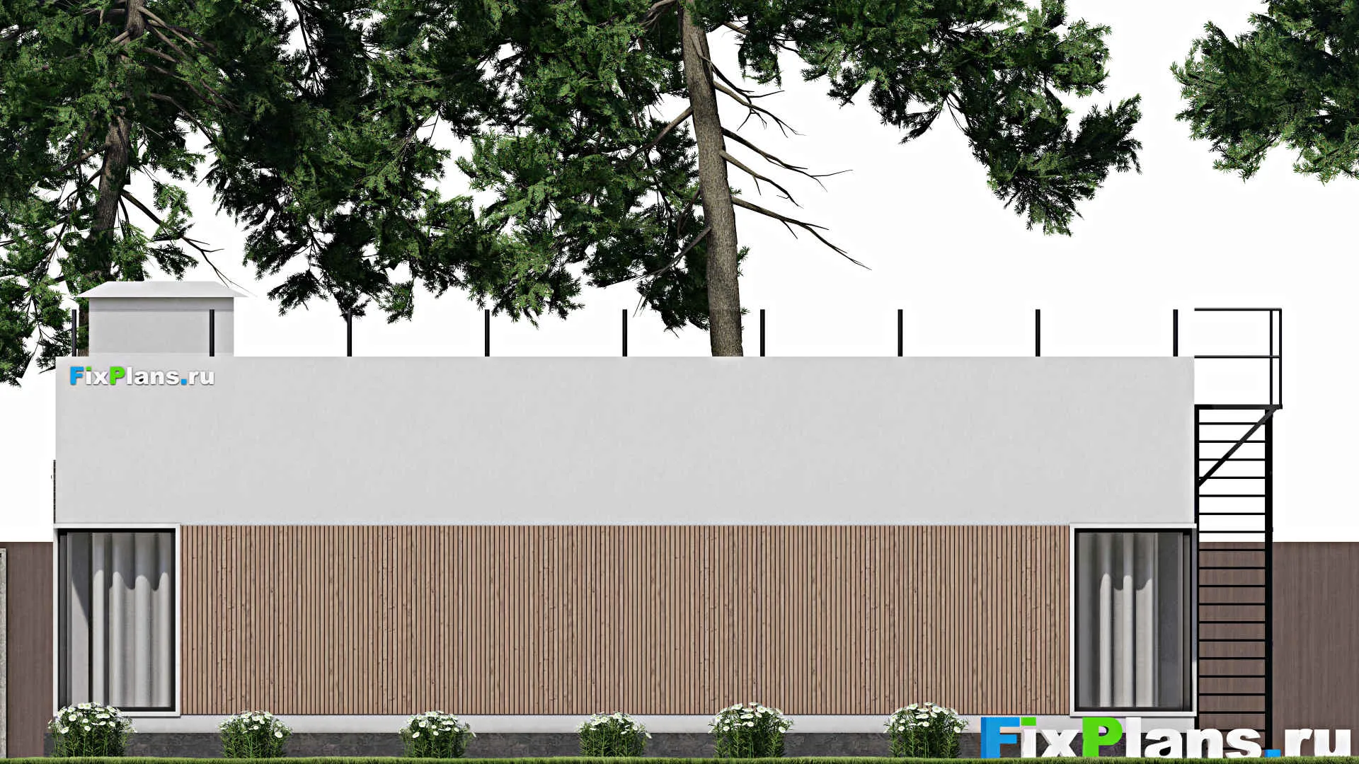 F-10619 - Проект одноэтажного дома 13 на 13, площадью 160 м² с террасой и 3 спальнями