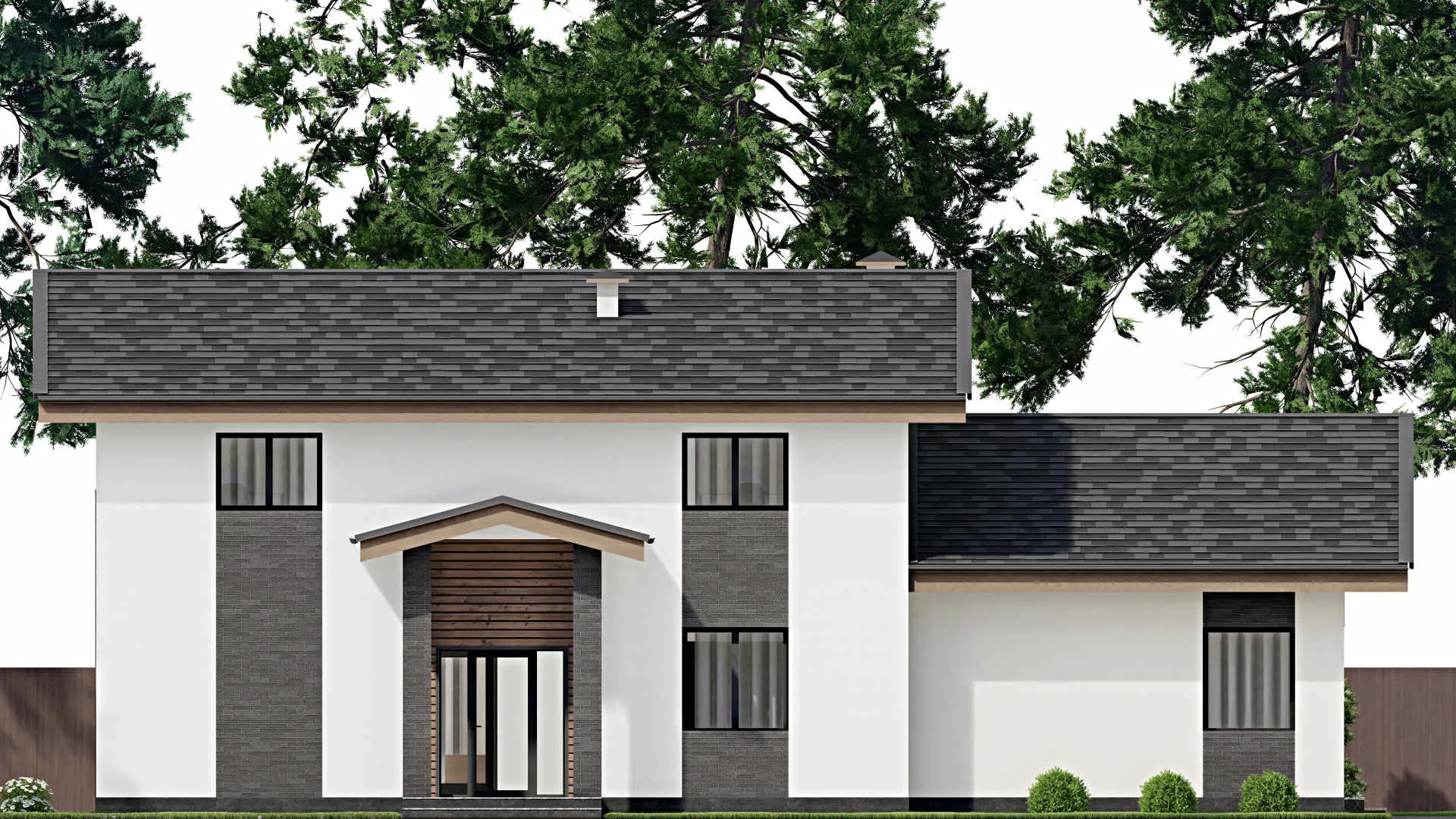 F-6488 - Проект дома с мансардой 15 на 18, площадью 340 м² с террасой и 4 спальнями