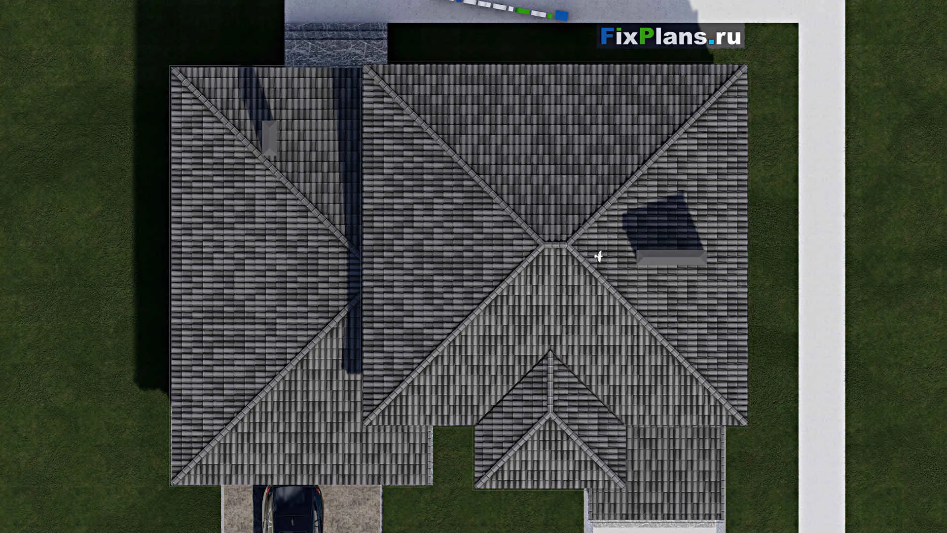 F-1772 - Проект двухэтажного дома 12 на 17, площадью 240 м² с террасой, гаражом на 2 машины и 4 спальнями