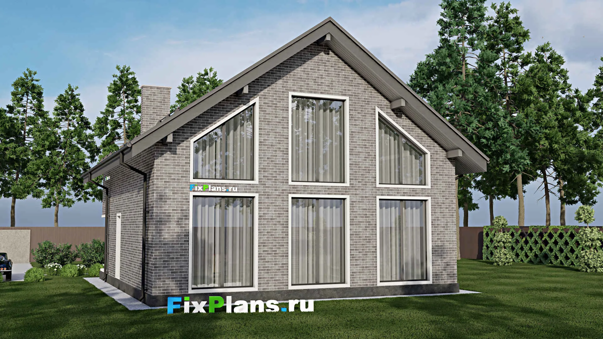 F-1394 - Проект дома с мансардой 12 на 13, площадью 200 м² с балконом и 3 спальнями