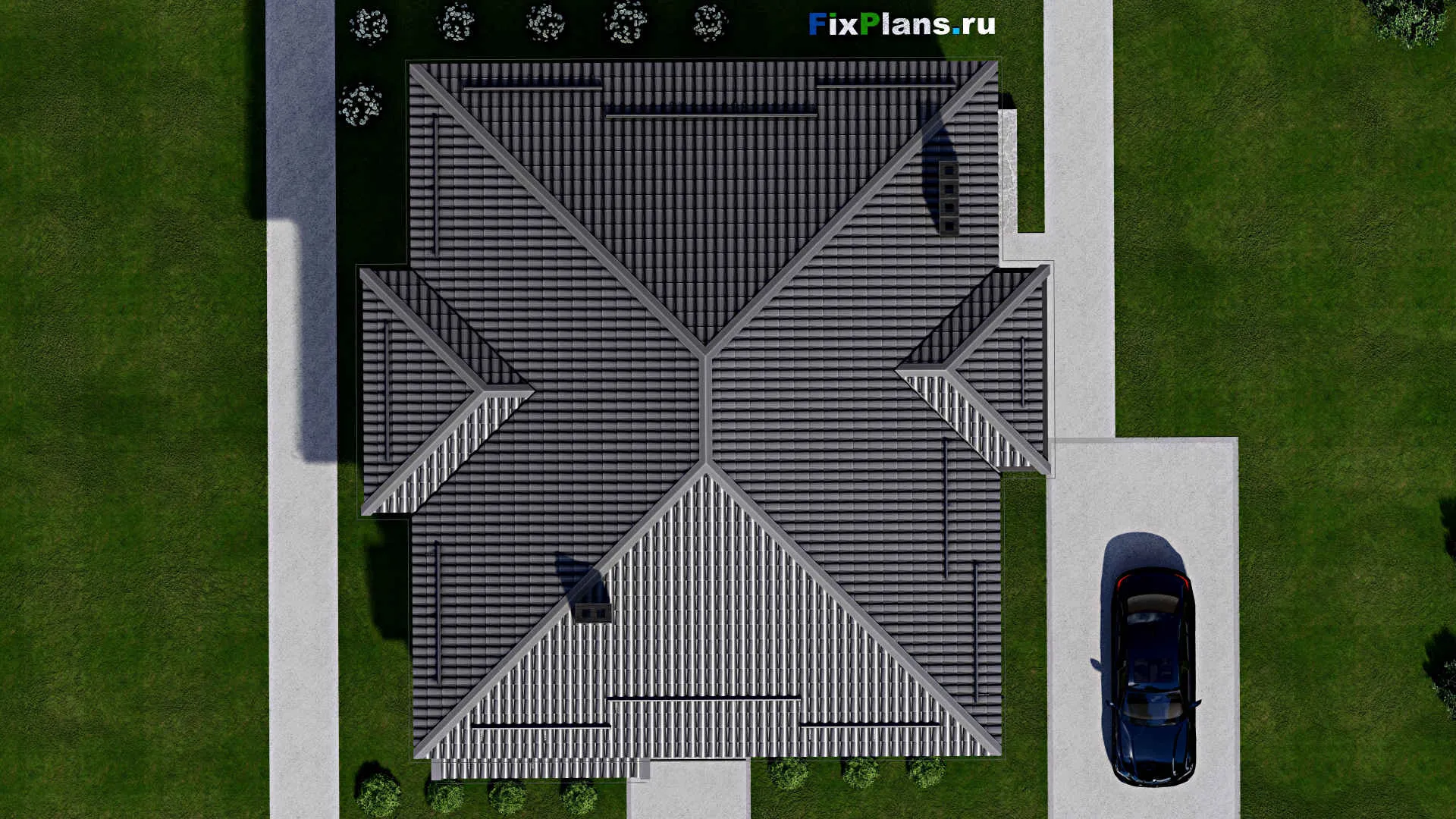 F-3014 - Проект двухэтажного дома 14 на 15, площадью 250 м² с террасой и 4 спальнями