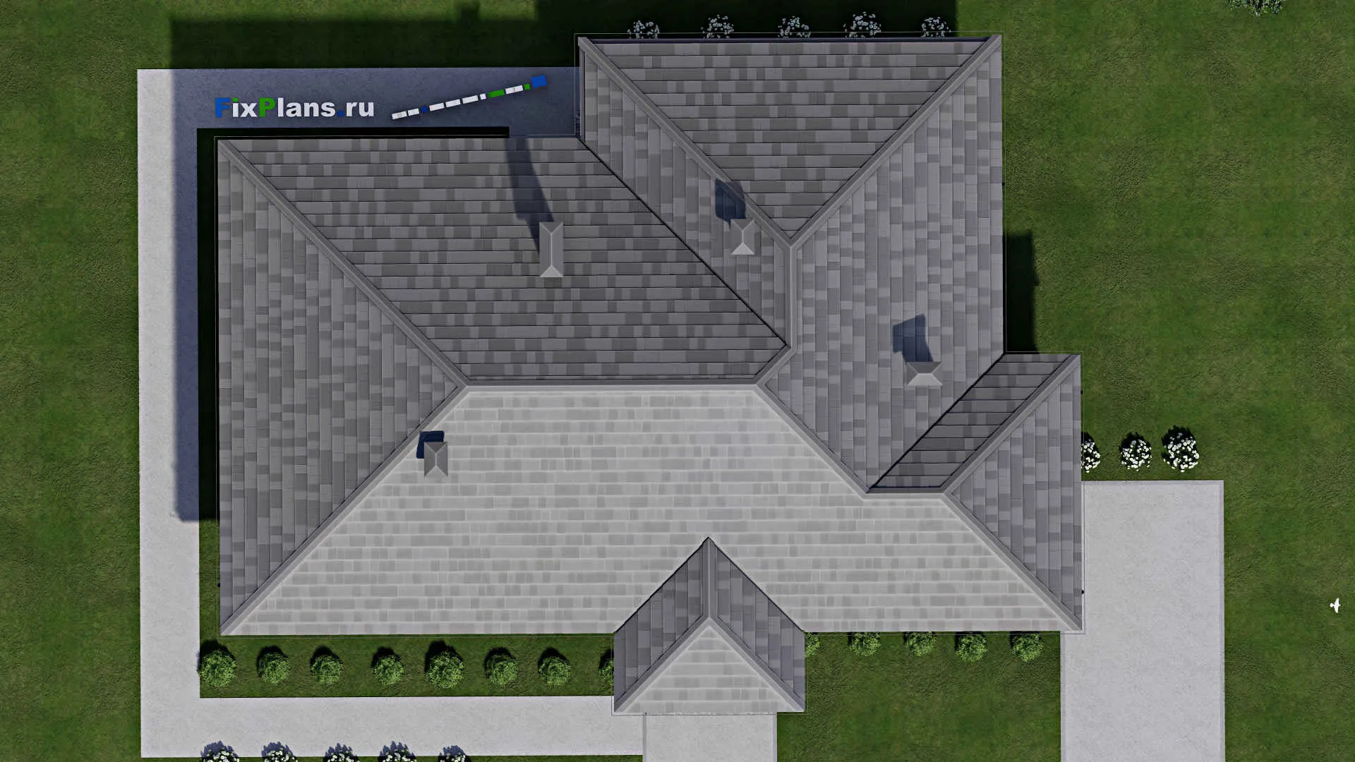 F-8450 - Проект одноэтажного дома 16 на 21, площадью 210 м² с террасой и 6 спальнями