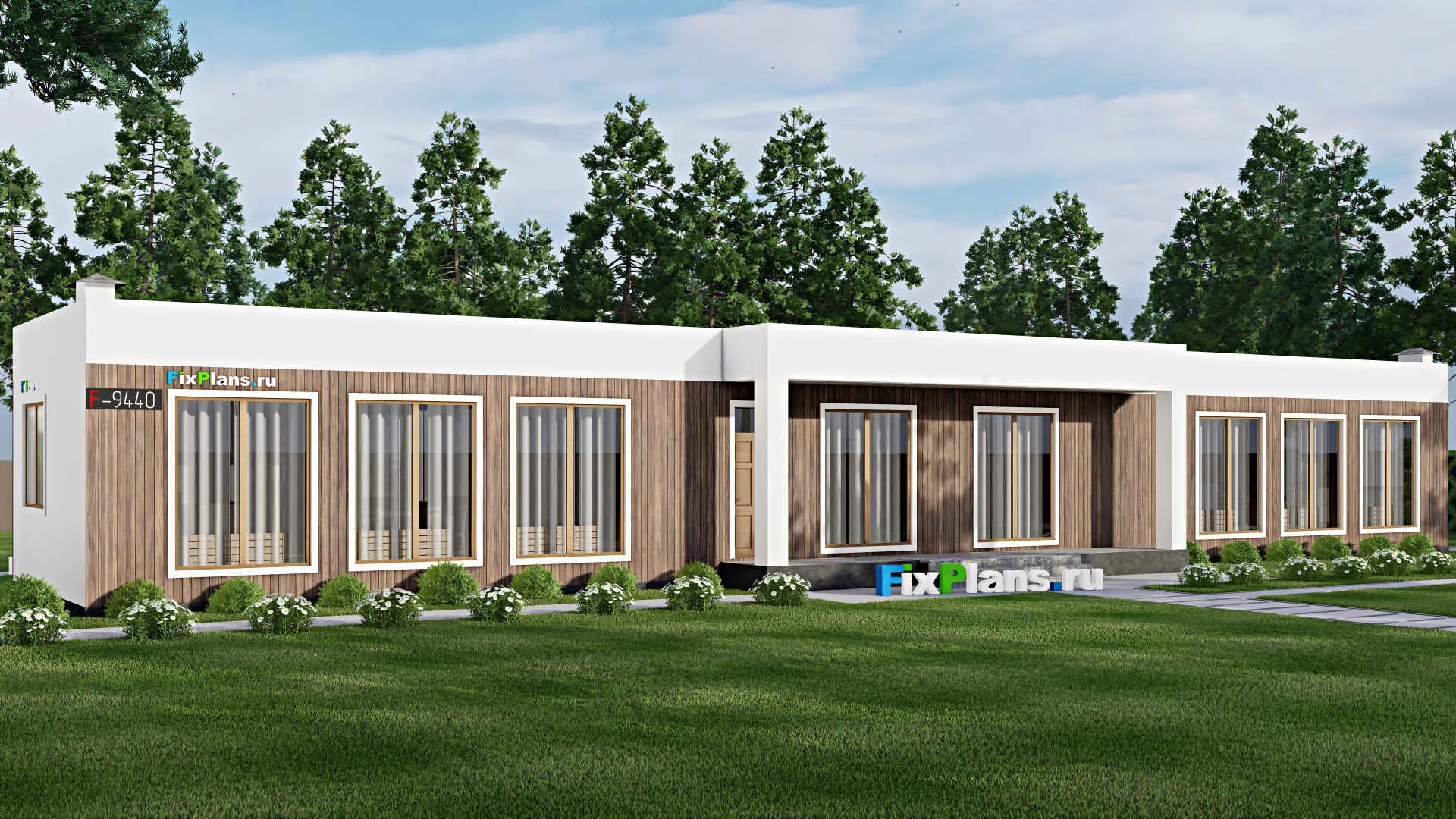 F-9440 - Проект одноэтажного дома 8 на 31, площадью 170 м² с 4 спальнями