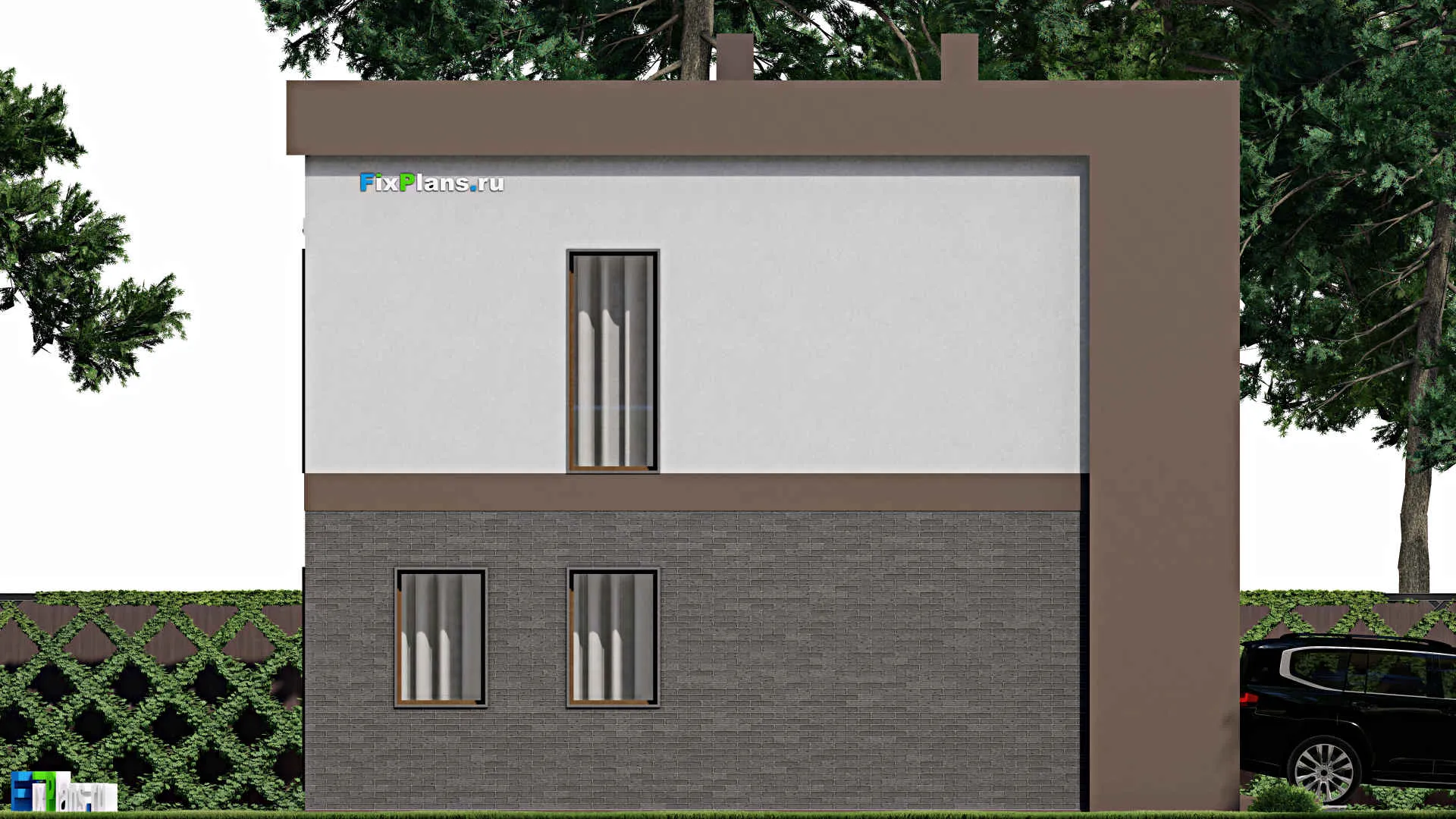 F-9197 - Проект двухэтажного дома 11 на 12, площадью 180 м² с балконом, гаражом на 1 машину и 3 спальнями