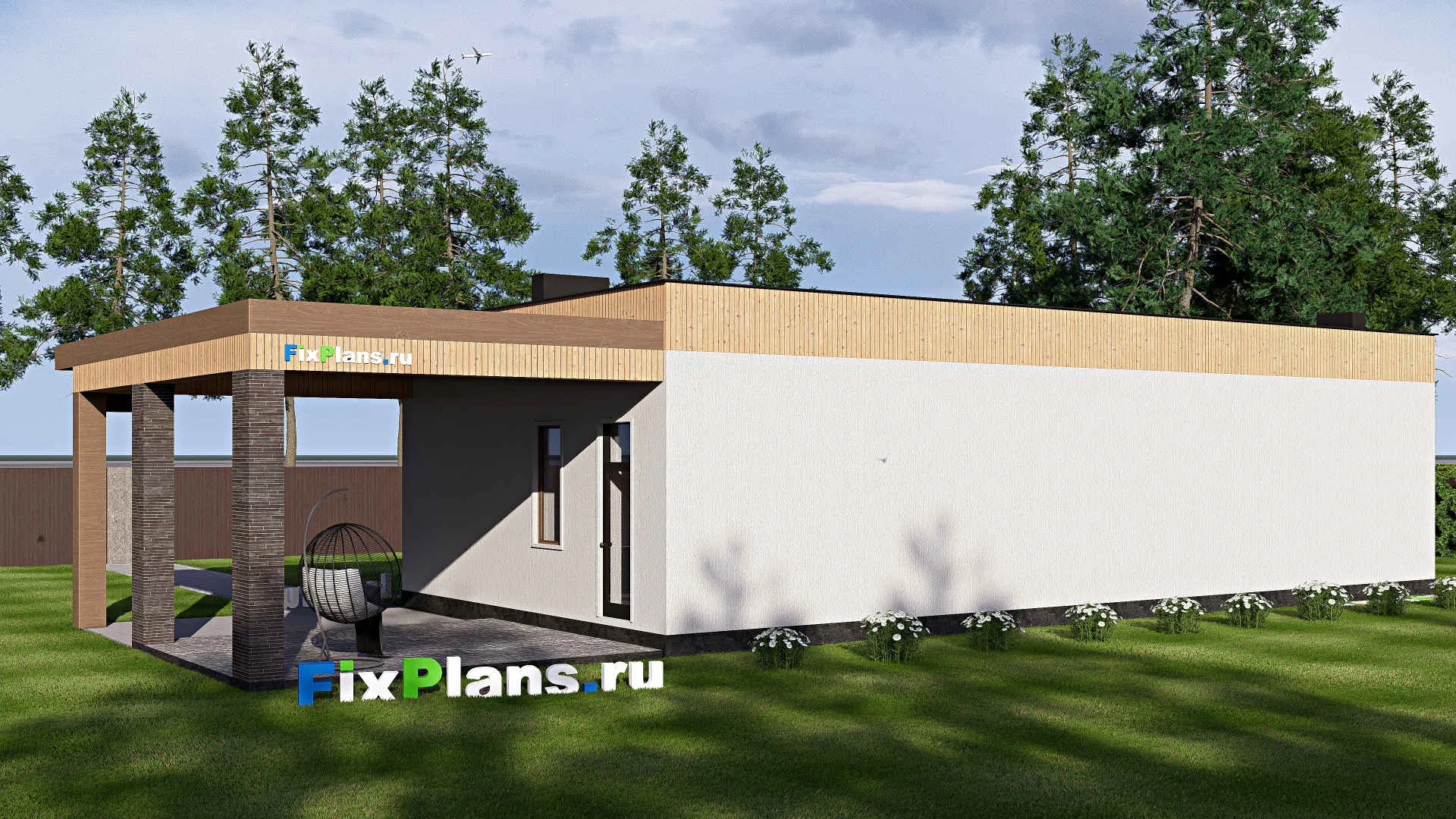 F-19304 - Проект одноэтажного дома 10 на 23, площадью 150 м² с 1 спальнями