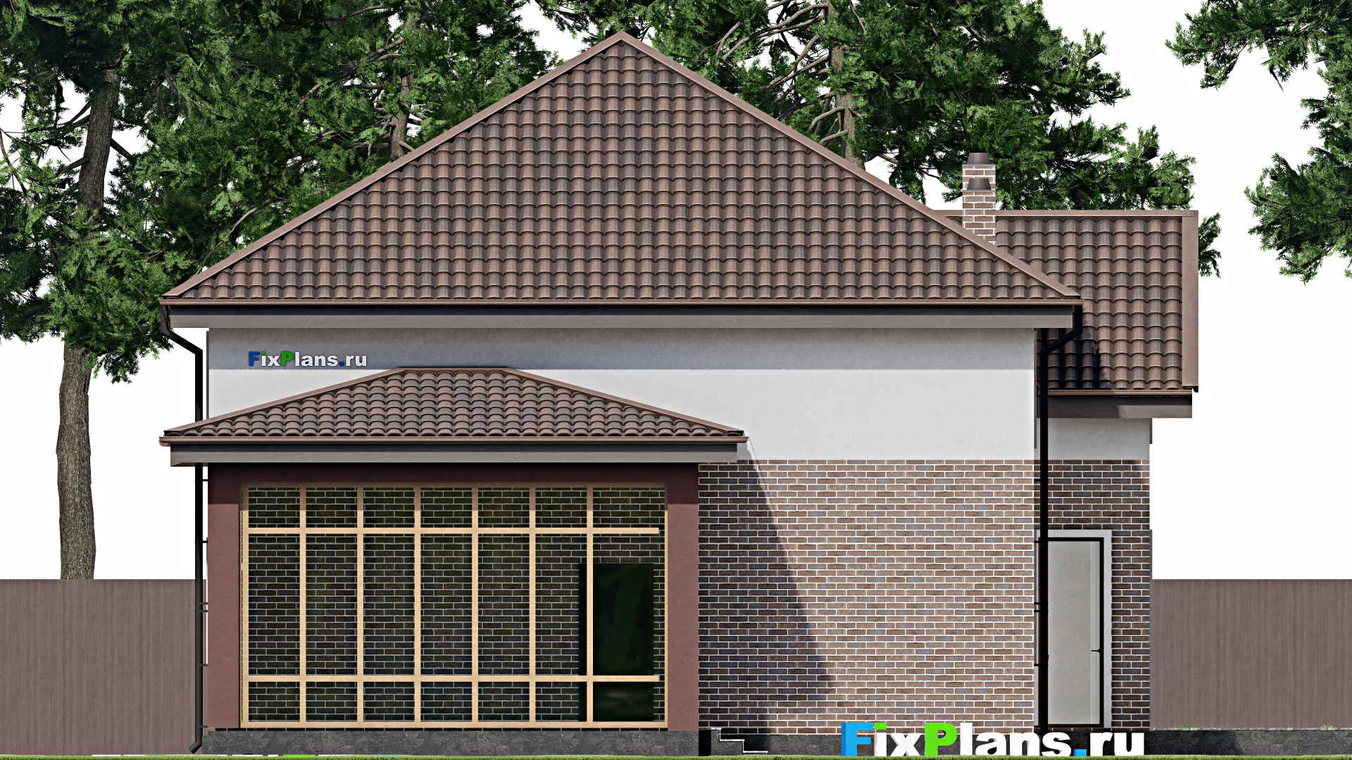 F-8792 - Проект дома с мансардой 17 на 22, площадью 310 м² с террасой, гаражом на 1 машину и 6 спальнями