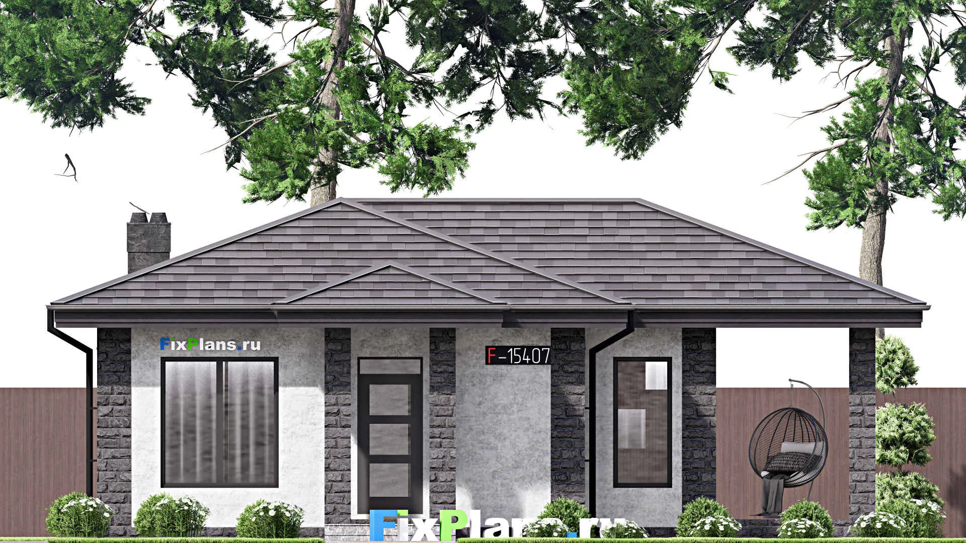 F-15407 - Проект бани 11 на 12, площадью 90 м² с комнатой отдыха, терассой, санузлом и спальней