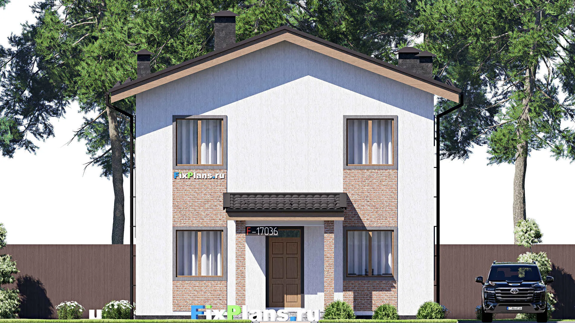 F-17036 - Проект двухэтажного дома 10 на 14, площадью 150 м² с террасой и 4 спальнями