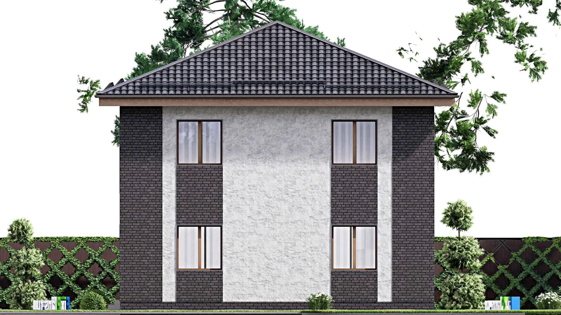 F-13202 - Проект двухэтажного дома 11 на 11, площадью 160 м² с балконом и 3 спальнями