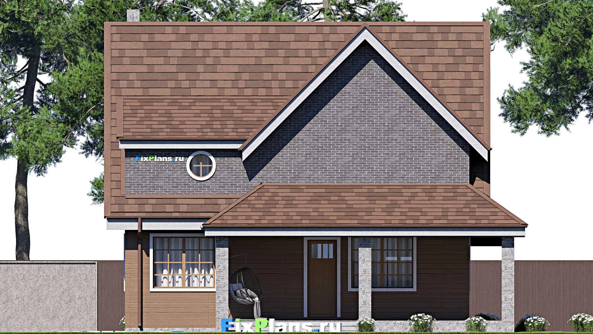 F-17108 - Проект дома с мансардой 13 на 16, площадью 220 м² с террасой и 3 спальнями