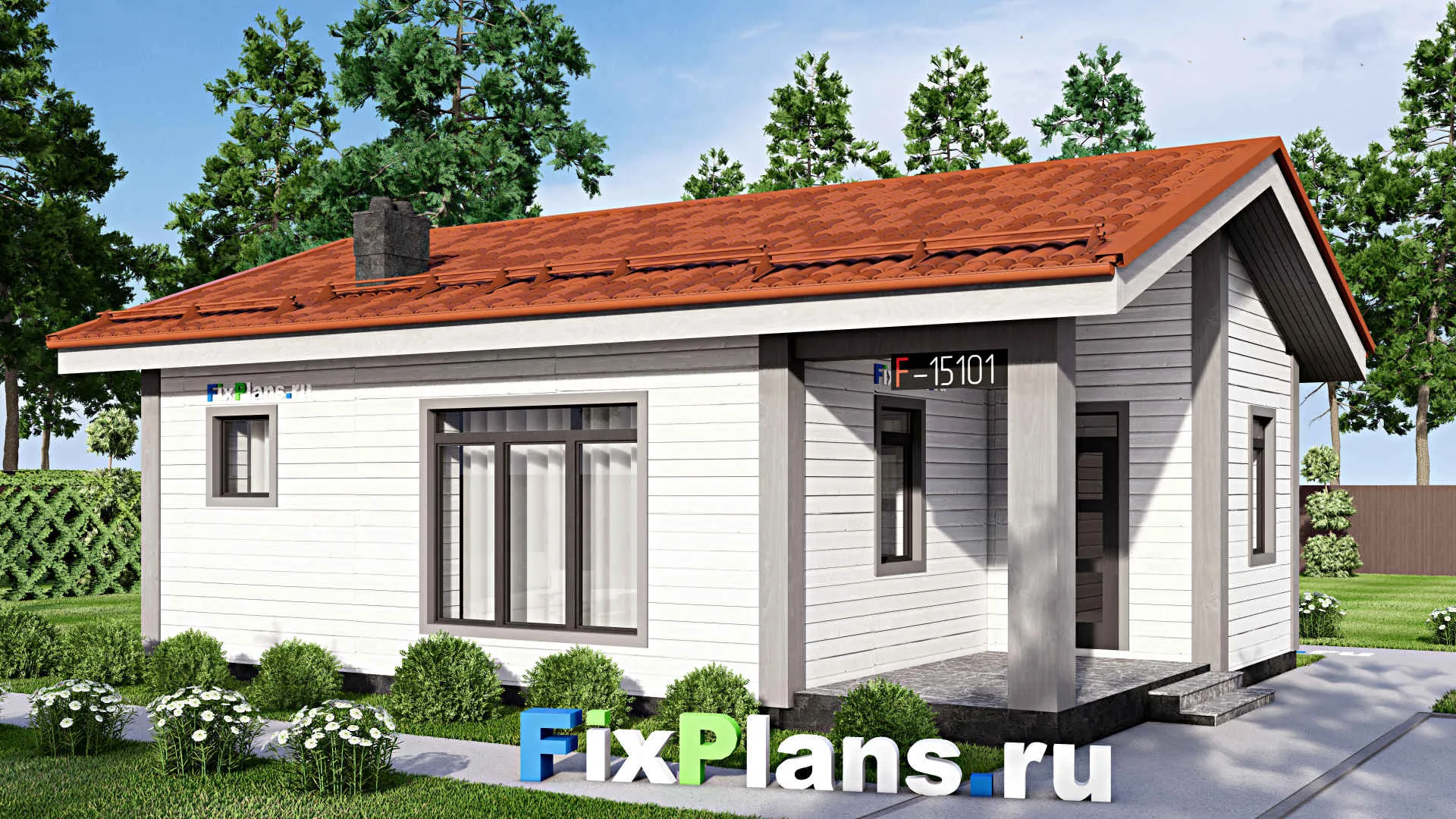 F-15101 - Проект бани 8 на 11, площадью 60 м² с комнатой отдыха и санузлом