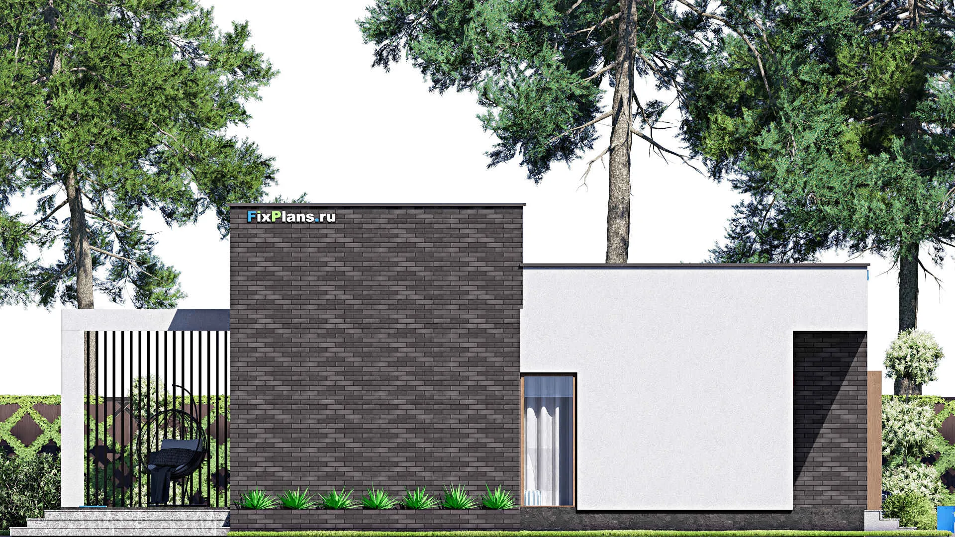 F-18323 - Проект одноэтажного дома 15 на 16, площадью 190 м² с террасой и 3 спальнями