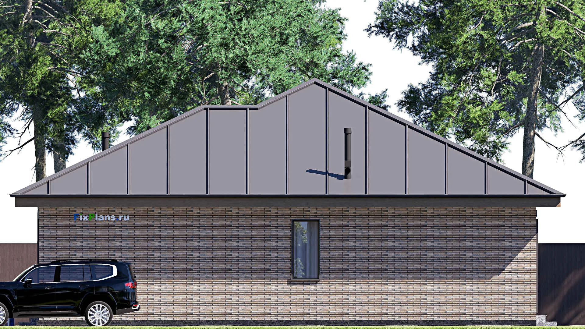 F-19637 - Проект одноэтажного дома 14 на 18, площадью 180 м² с террасой и 3 спальнями