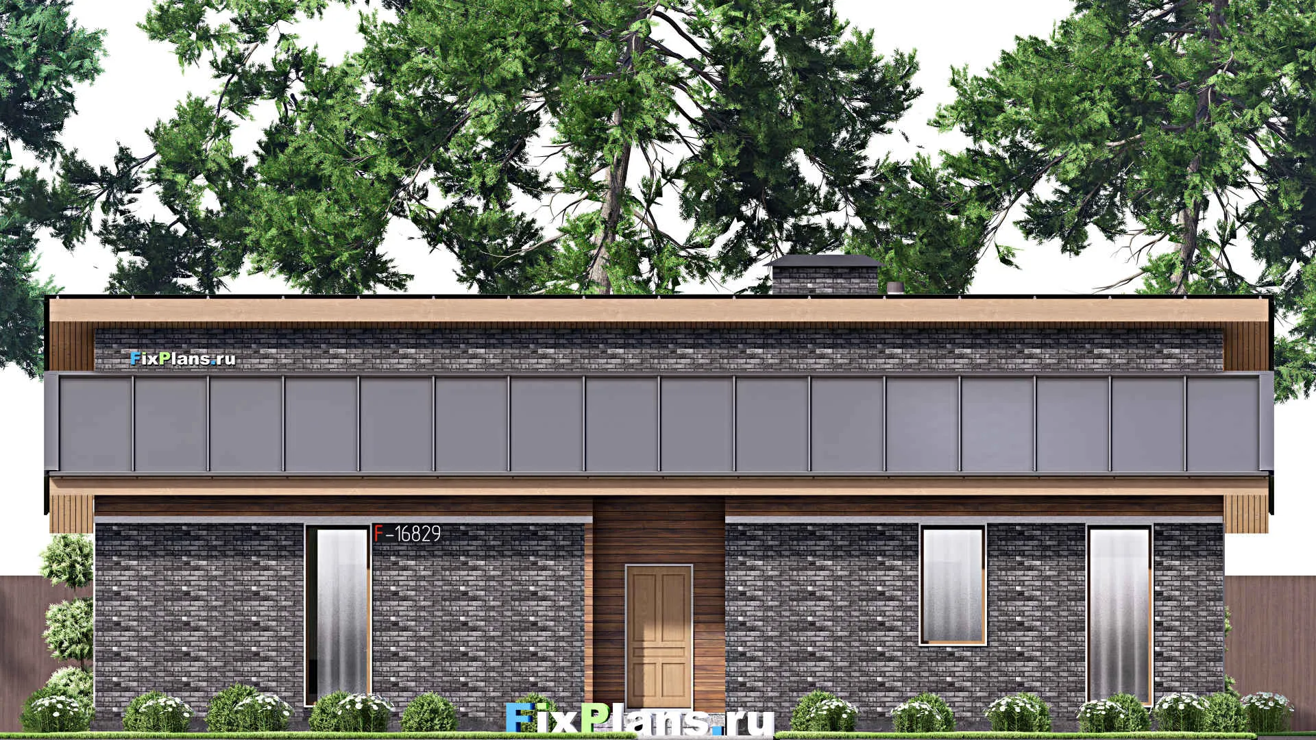 F-16829 - Проект одноэтажного дома 12 на 17, площадью 160 м² с террасой и 3 спальнями