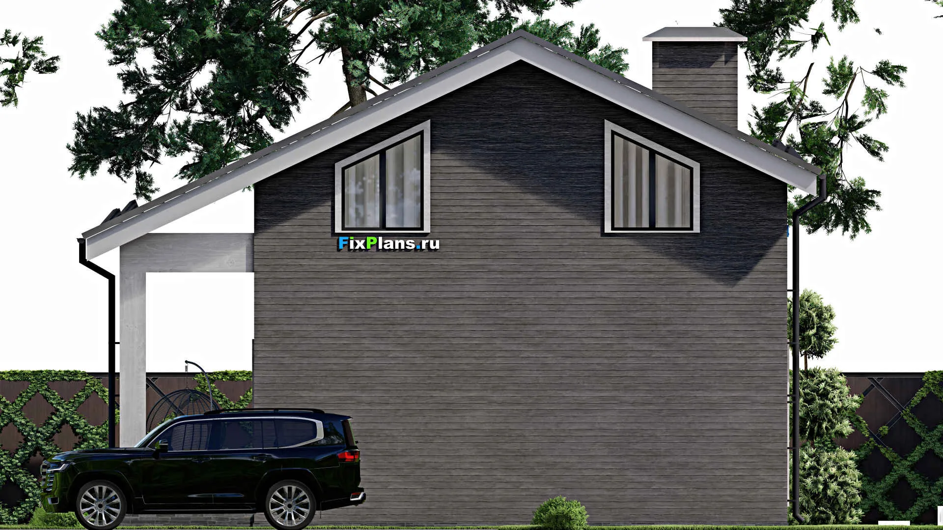 F-6623 - Проект дома с мансардой 11 на 14, площадью 180 м² с террасой и 3 спальнями