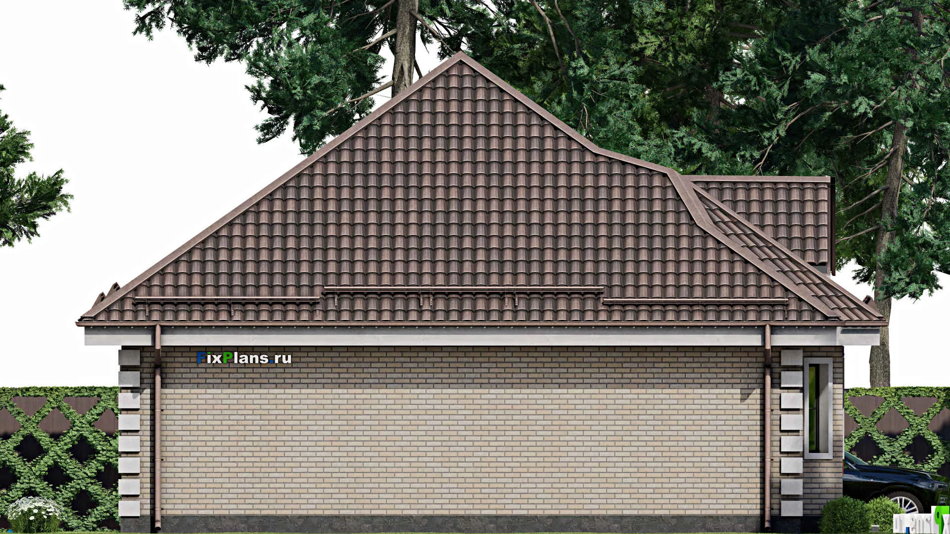 F-6893 - Проект одноэтажного дома 12 на 13, площадью 200 м² с цокольным этажом и 2 спальнями