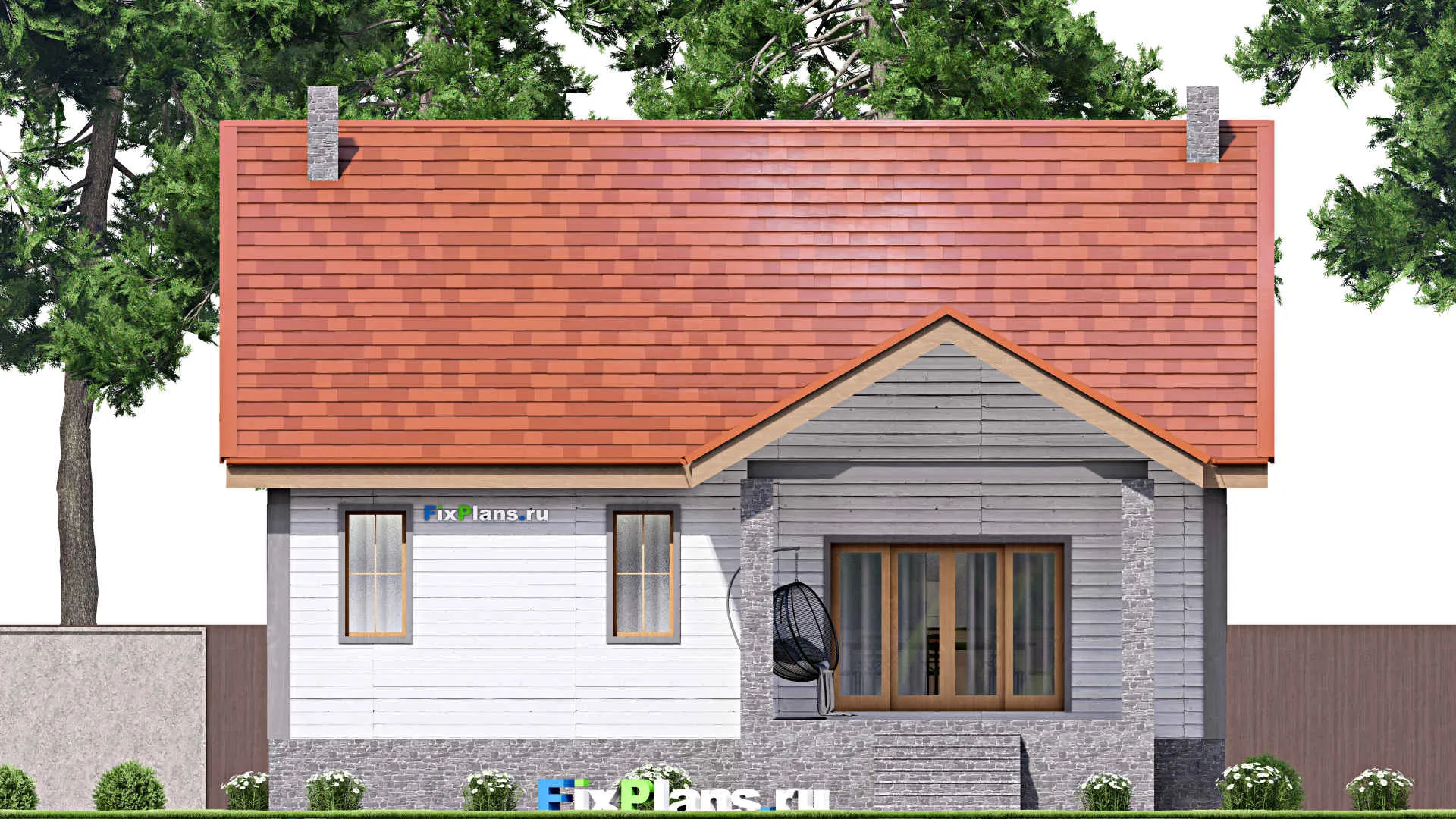 F-16532 - Проект одноэтажного дома 12 на 19, площадью 270 м² с цокольным этажом и 2 спальнями