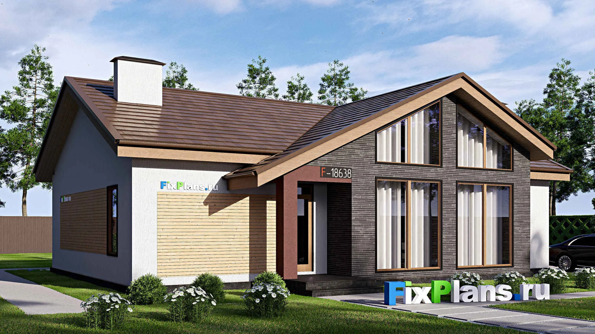 F-18638 - Проект одноэтажного дома 12 на 16, площадью 130 м² с 3 спальнями