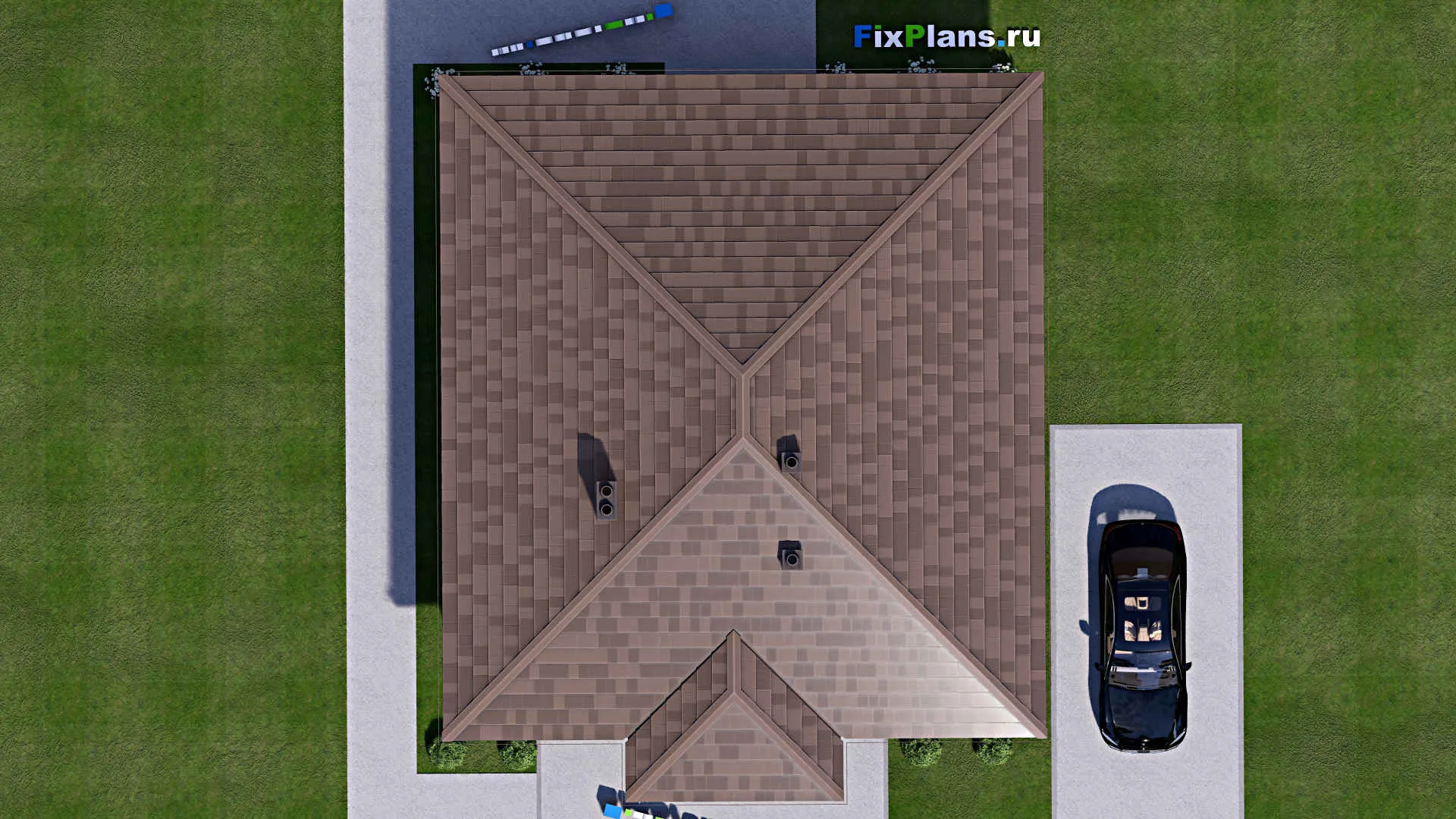 F-14516 - Проект одноэтажного дома 12 на 14, площадью 130 м² с террасой и 3 спальнями