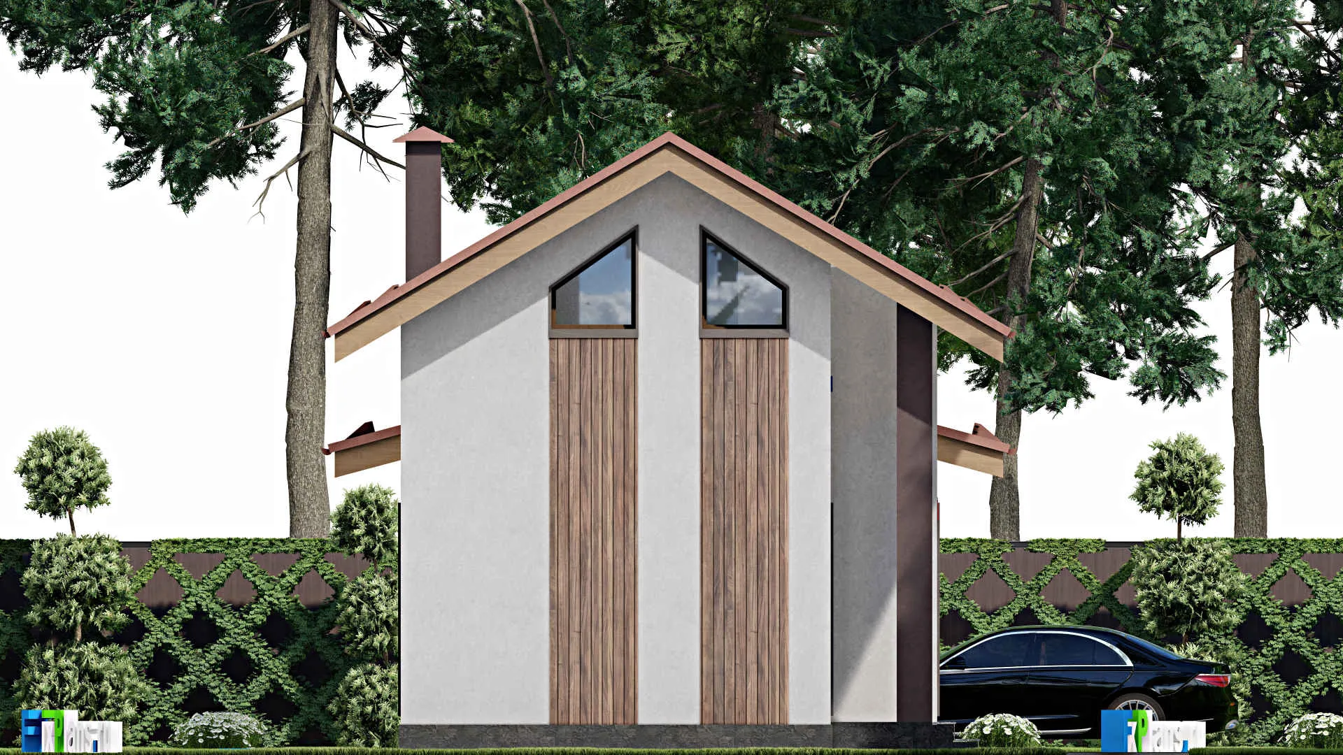 F-10133 - Проект дома с мансардой 7 на 15, площадью 110 м² с террасой, баней и 1 спальнями