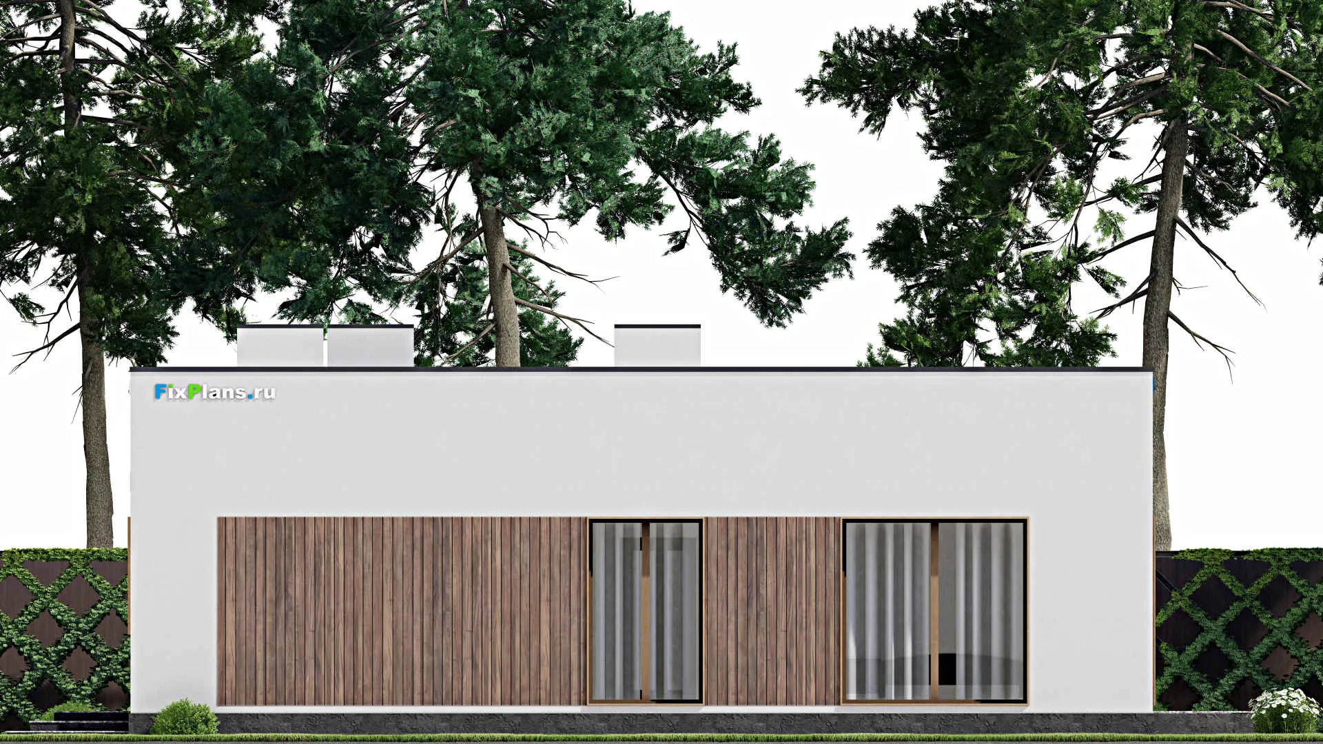 F-9341 - Проект одноэтажного дома 14 на 15, площадью 150 м² с террасой и 3 спальнями