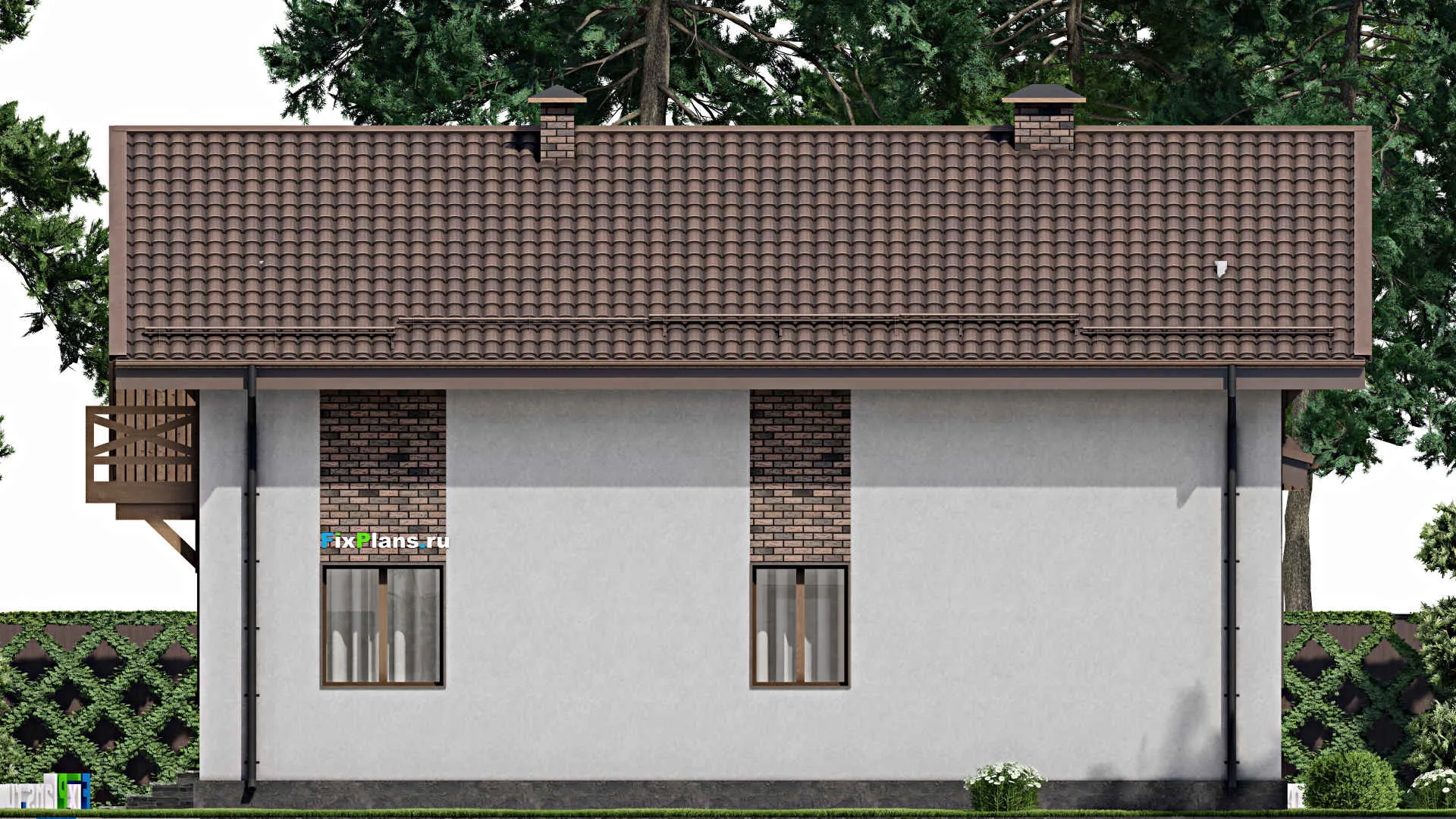 F-9224 - Проект дома с мансардой 13 на 13, площадью 210 м² с террасой, балконом и 3 спальнями