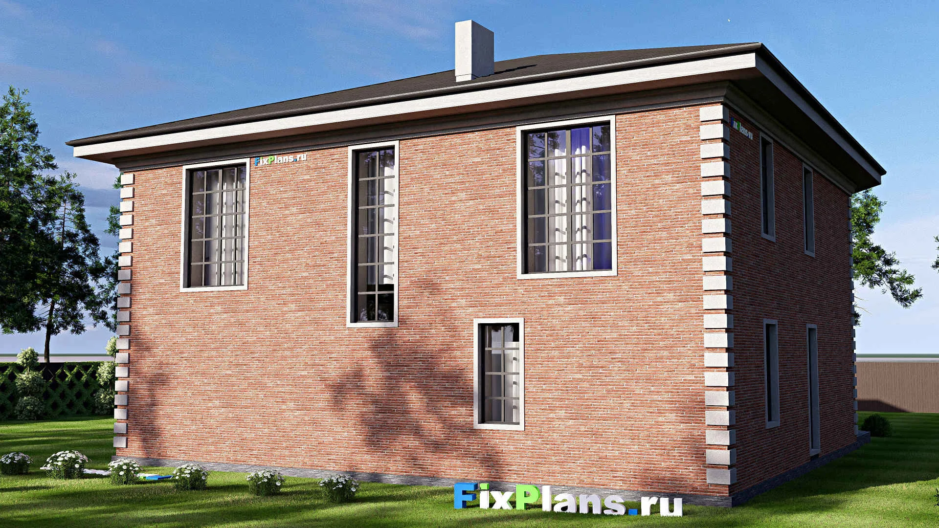 F-19331 - Проект двухэтажного дома 16 на 18, площадью 380 м² с террасой, балконом и 4 спальнями