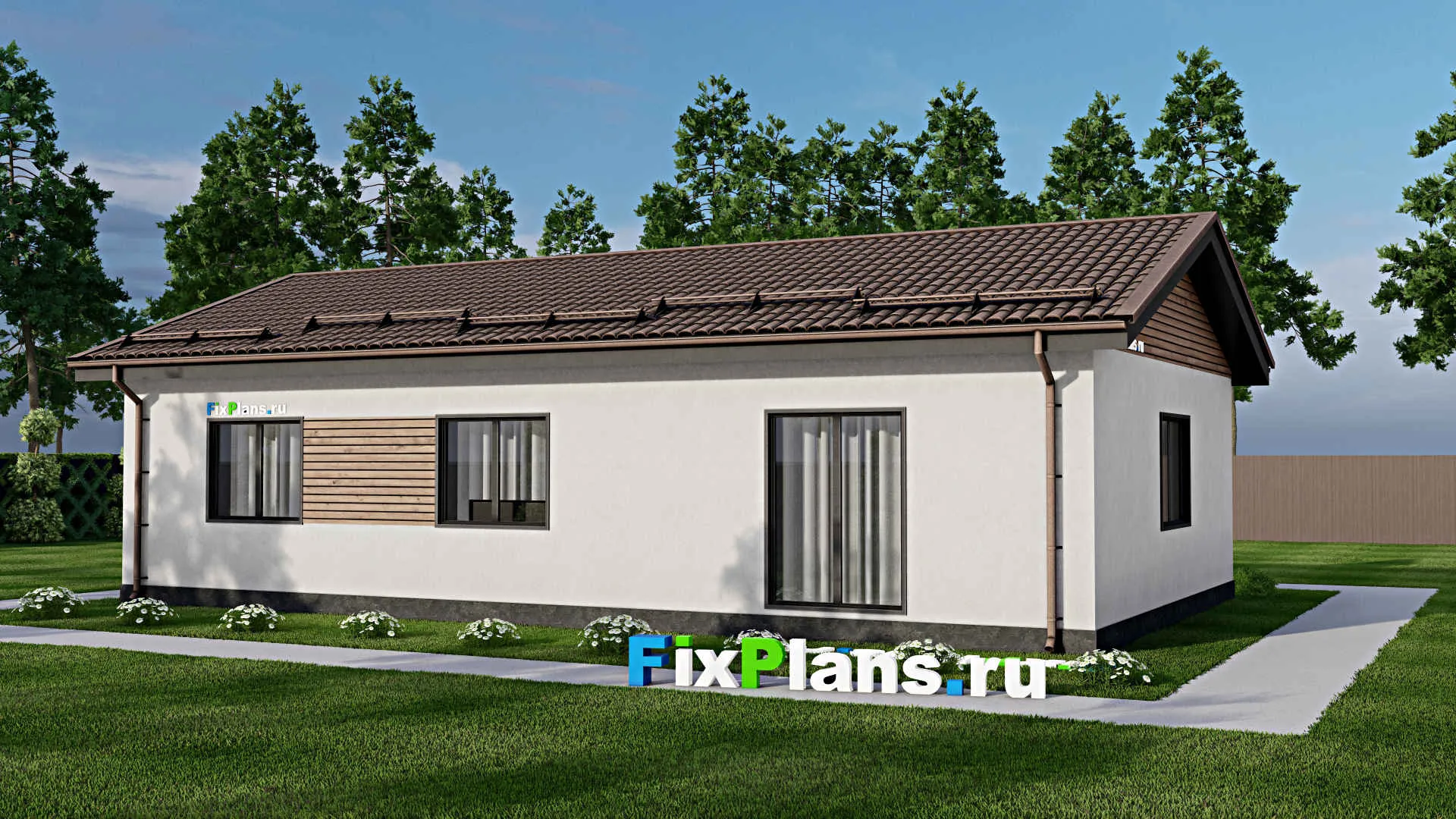 F-3437 - Проект одноэтажного дома 9 на 16, площадью 120 м² с 3 спальнями