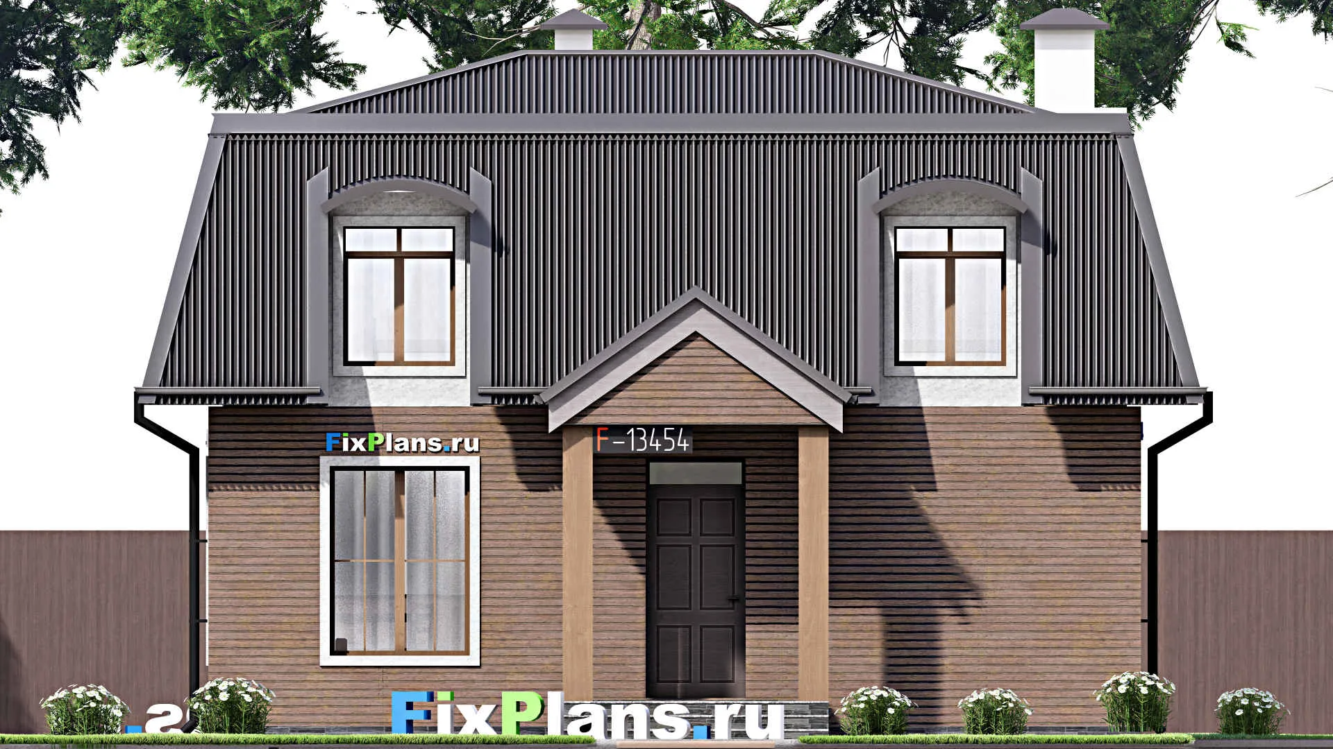 F-13454 - Проект дома с мансардой 8 на 9, площадью 90 м² с 2 спальнями