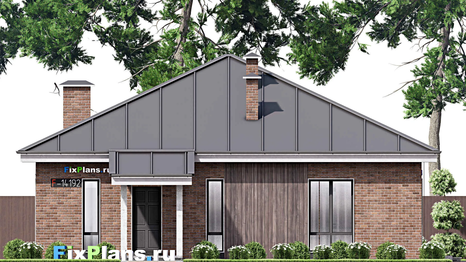 F-14192 - Проект одноэтажного дома 14 на 14, площадью 130 м² с 3 спальнями