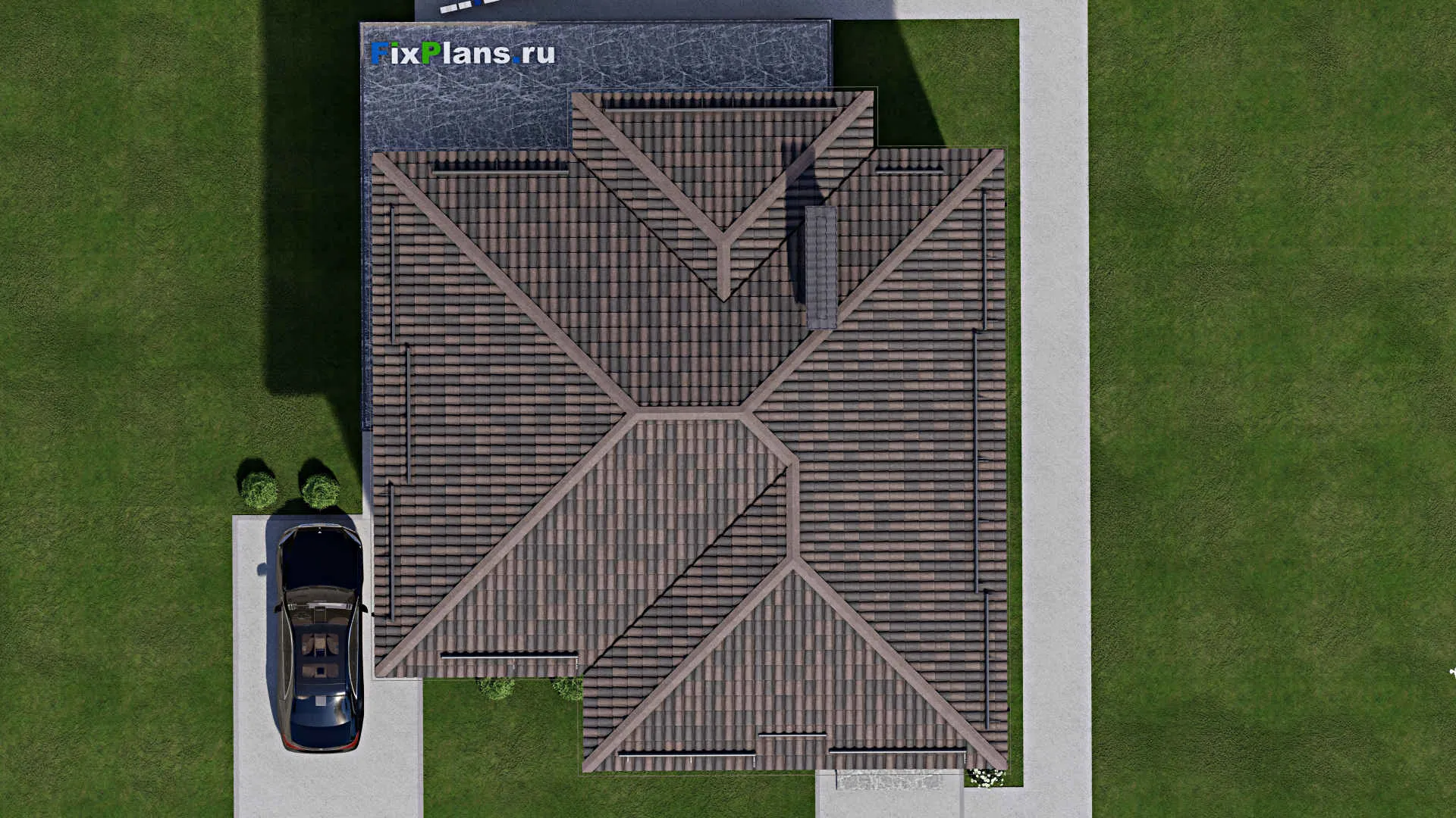 F-7109 - Проект двухэтажного дома 14 на 16, площадью 270 м² с террасой, балконом и 6 спальнями