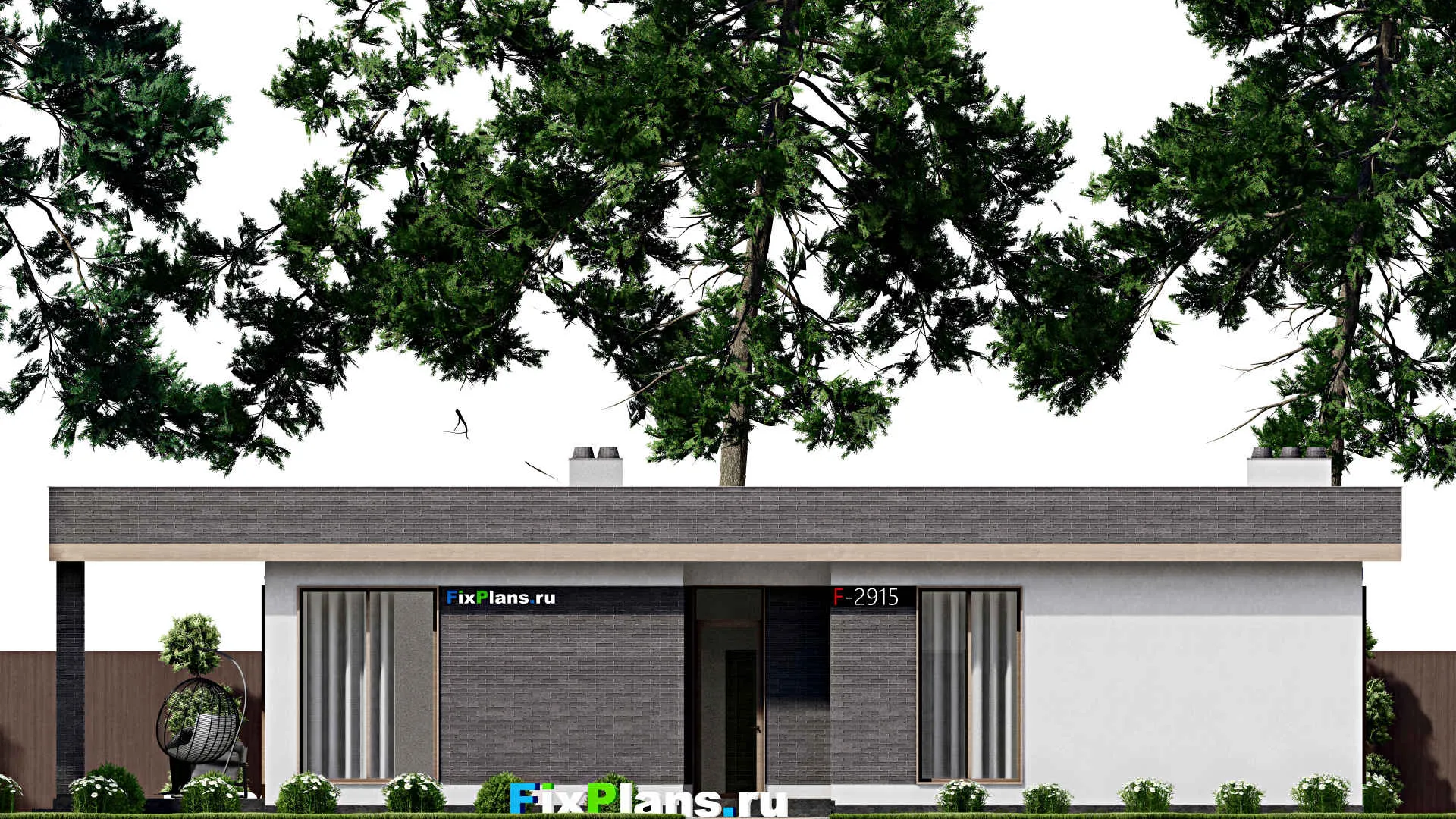 F-2915 - Проект одноэтажного дома 11 на 16, площадью 160 м² с террасой и 3 спальнями