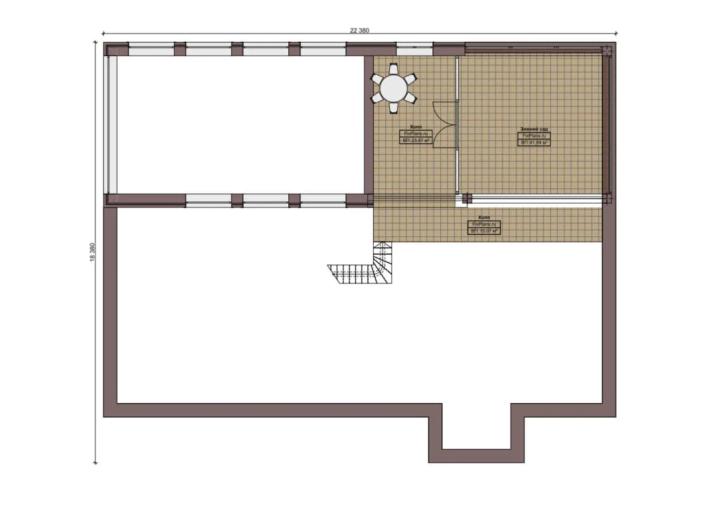 F-5264 - Планы дома с мансардой 19 на 23, площадью 390 м² с спортзалом и 5 спальнями