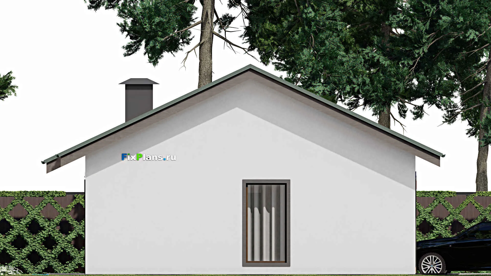 F-7055 - Проект одноэтажного дома 13 на 21, площадью 190 м² с террасой, баней и 3 спальнями
