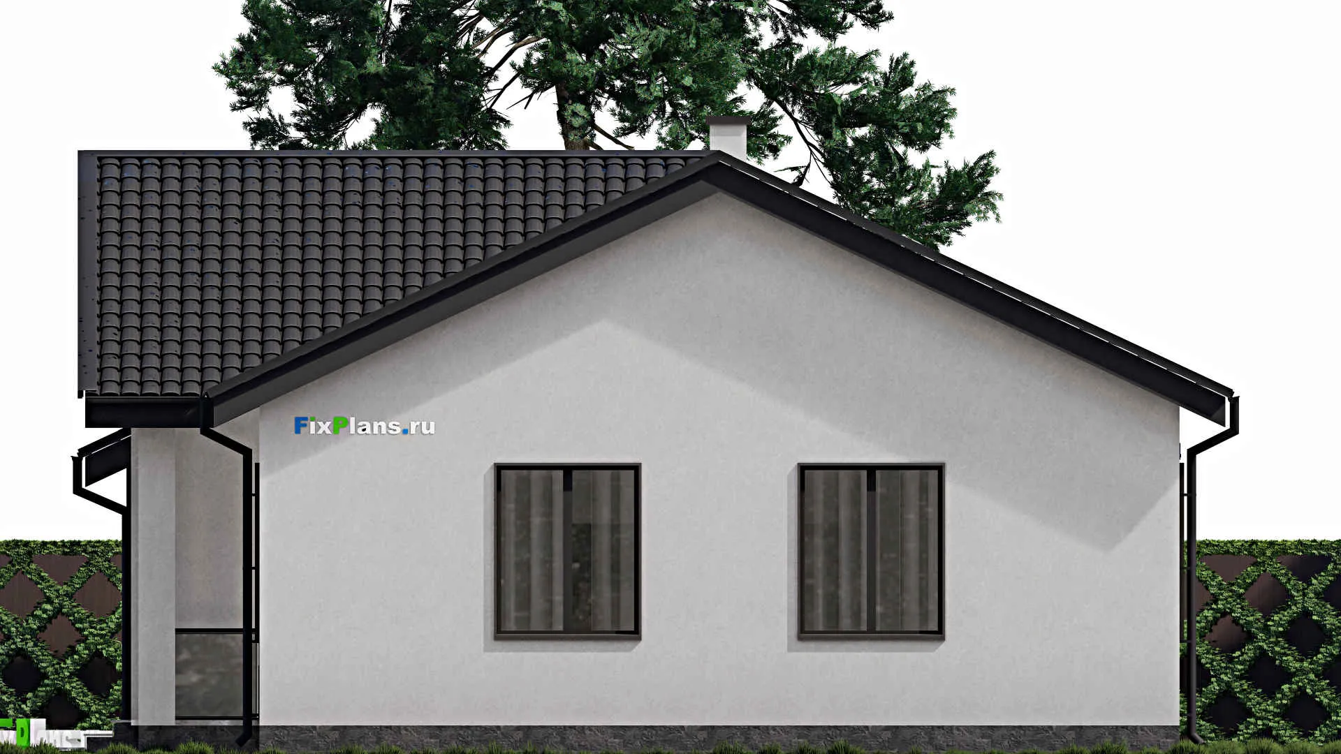 F-0872i - Проект одноэтажного дома 12 на 15, площадью 130 м² с террасой и 3 спальнями
