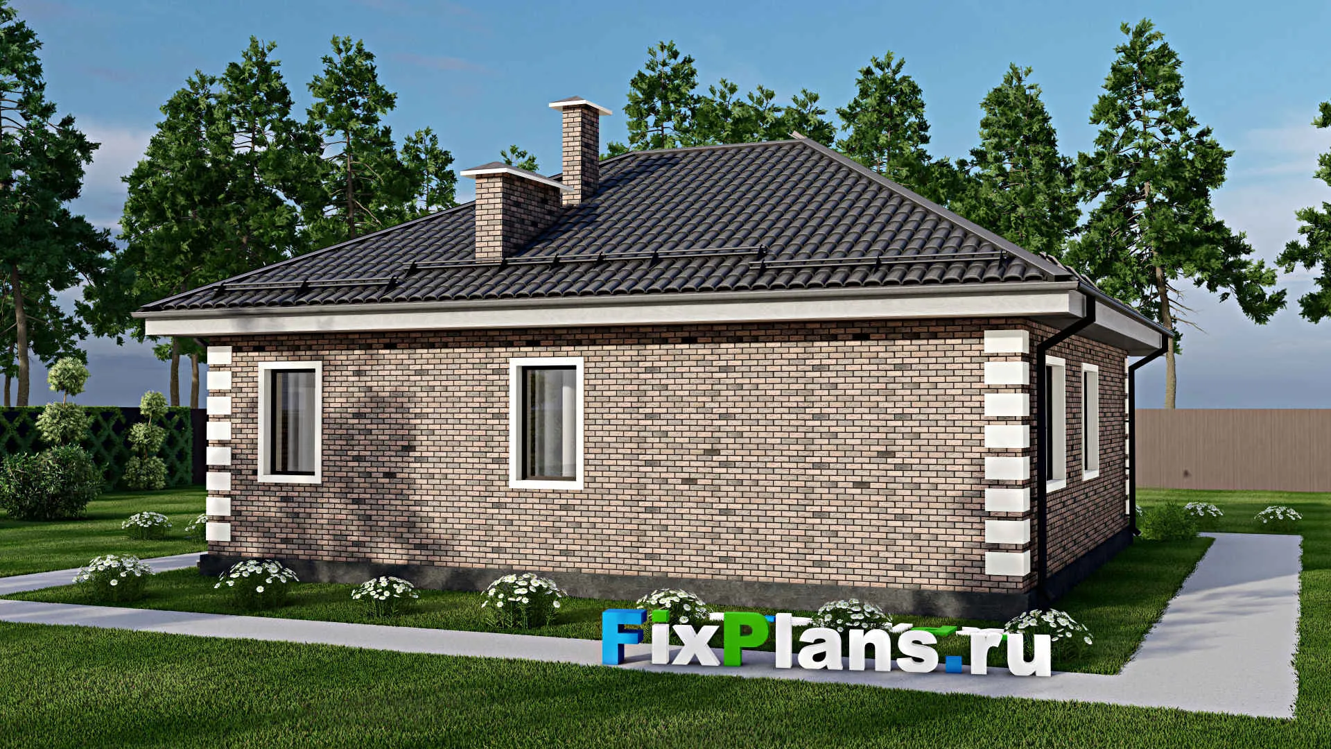 F-4589 - Проект одноэтажного дома 11 на 12, площадью 90 м² с 2 спальнями