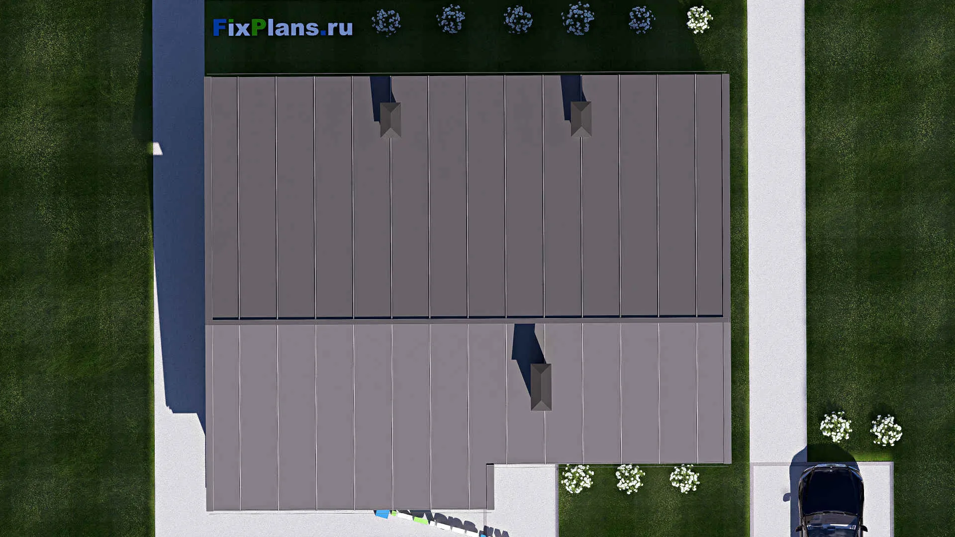 F-18503 - Проект одноэтажного дома 12 на 15, площадью 130 м² с террасой и 3 спальнями