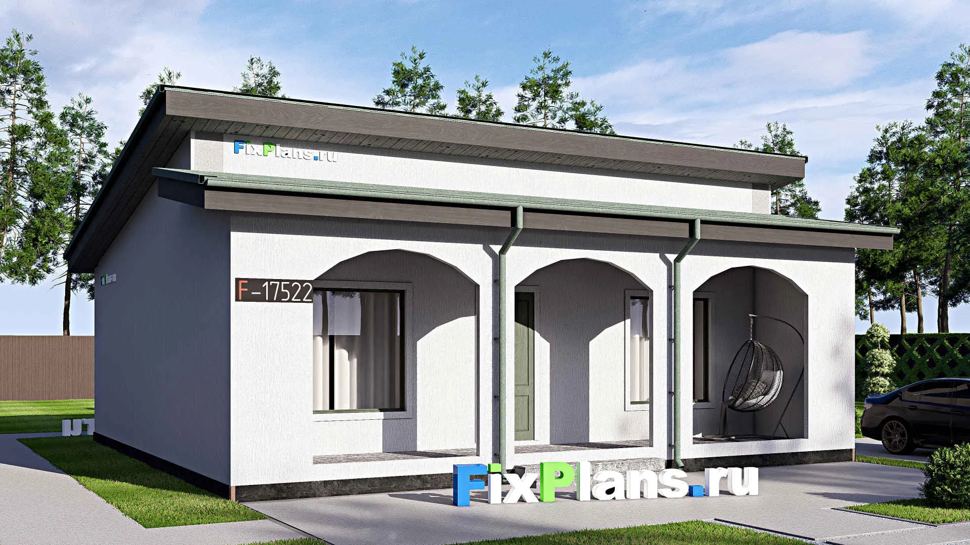 F-17522 - Проект одноэтажного дома 10 на 11, площадью 90 м² с 1 спальнями