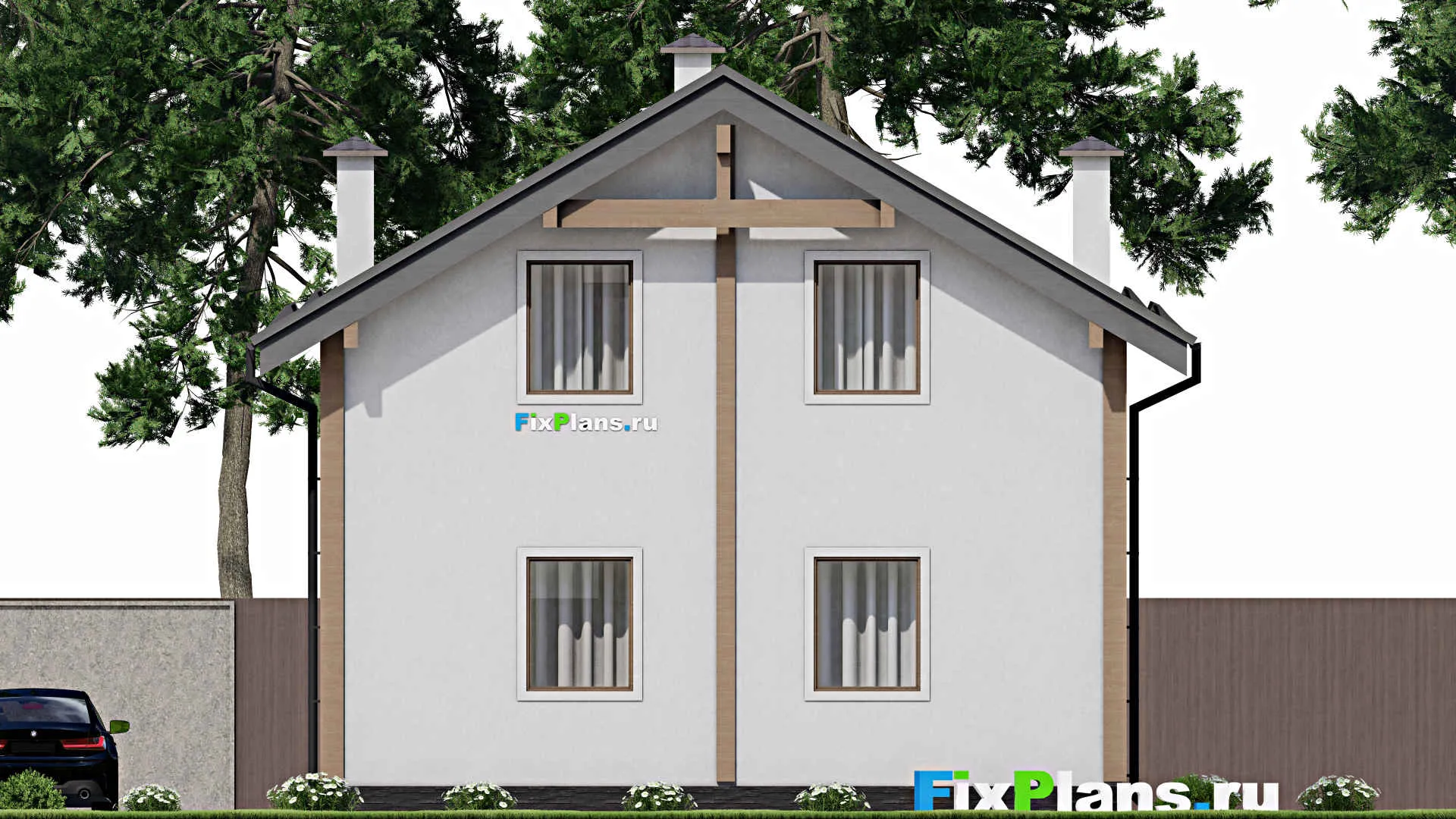 F-9143 - Проект дома с мансардой 9 на 12, площадью 160 м² с террасой, балконом и 5 спальнями