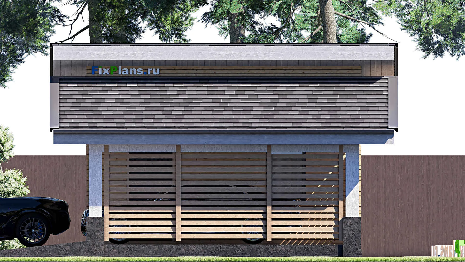 F-20033 - Проект гаража из газобетона 7 на 8, площадью 20 м² на 1 машиноместо