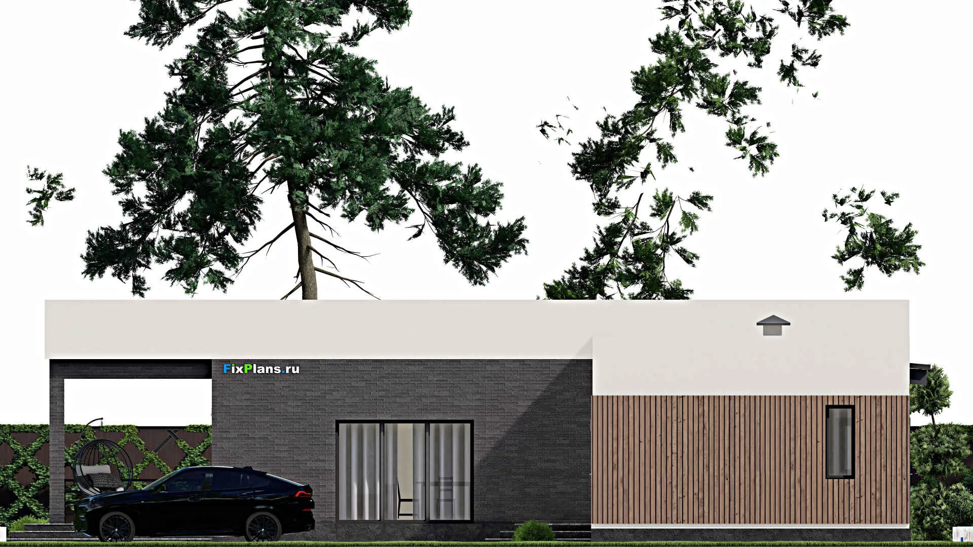 F-4463 - Проект одноэтажного дома 15 на 16, площадью 150 м² с террасой и 3 спальнями
